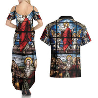 Happy Ascension Day Couples Matching Summer Maxi Dress and Hawaiian Shirt Ascension Of Jesus Christ Stained Glass Windows