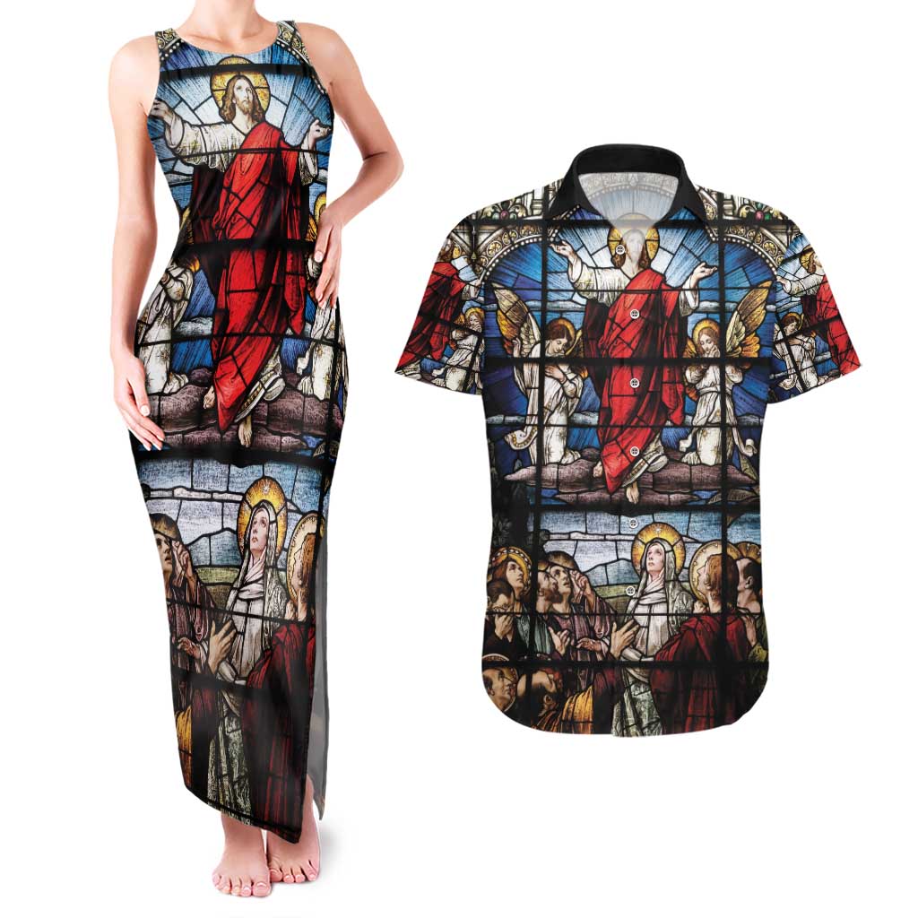 Happy Ascension Day Couples Matching Tank Maxi Dress and Hawaiian Shirt Ascension Of Jesus Christ Stained Glass Windows