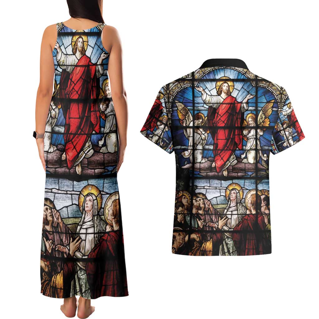 Happy Ascension Day Couples Matching Tank Maxi Dress and Hawaiian Shirt Ascension Of Jesus Christ Stained Glass Windows