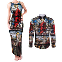 Happy Ascension Day Couples Matching Tank Maxi Dress and Long Sleeve Button Shirt Ascension Of Jesus Christ Stained Glass Windows
