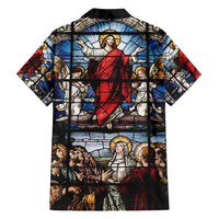 Happy Ascension Day Family Matching Off Shoulder Short Dress and Hawaiian Shirt Ascension Of Jesus Christ Stained Glass Windows