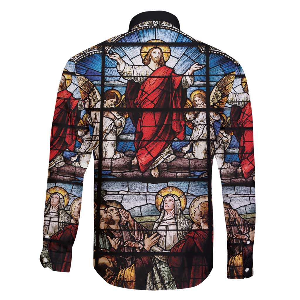 Happy Ascension Day Family Matching Off Shoulder Short Dress and Hawaiian Shirt Ascension Of Jesus Christ Stained Glass Windows