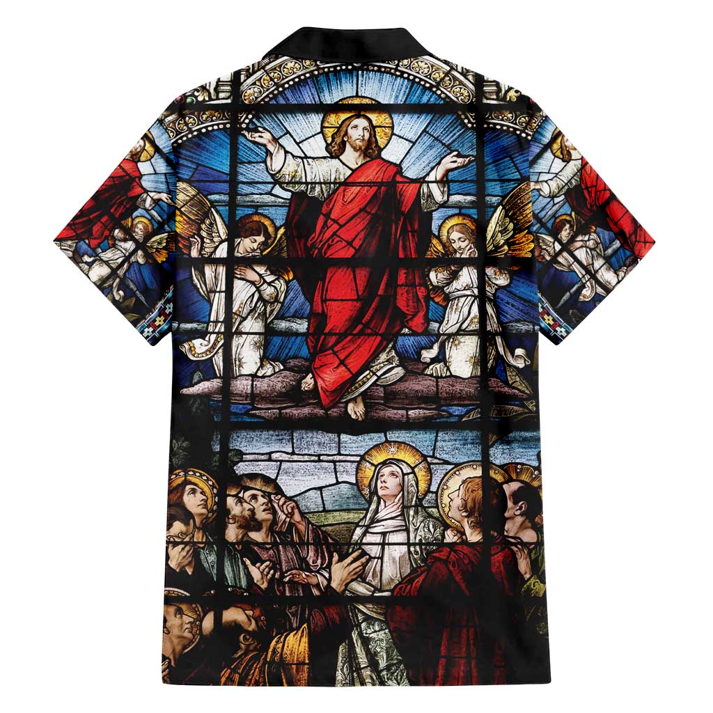 Happy Ascension Day Family Matching Puletasi and Hawaiian Shirt Ascension Of Jesus Christ Stained Glass Windows