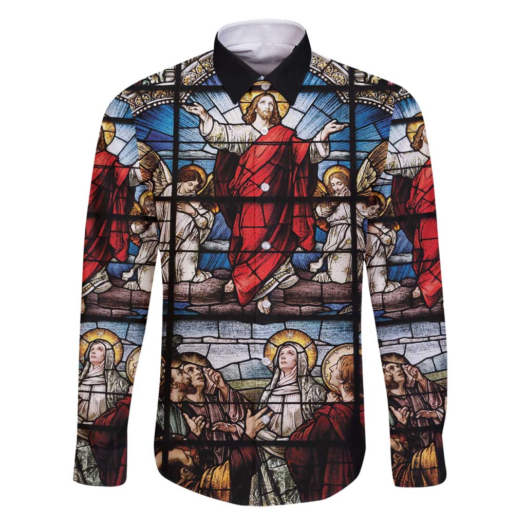 Happy Ascension Day Family Matching Puletasi and Hawaiian Shirt Ascension Of Jesus Christ Stained Glass Windows