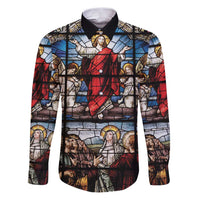 Happy Ascension Day Family Matching Puletasi and Hawaiian Shirt Ascension Of Jesus Christ Stained Glass Windows