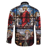 Happy Ascension Day Family Matching Puletasi and Hawaiian Shirt Ascension Of Jesus Christ Stained Glass Windows