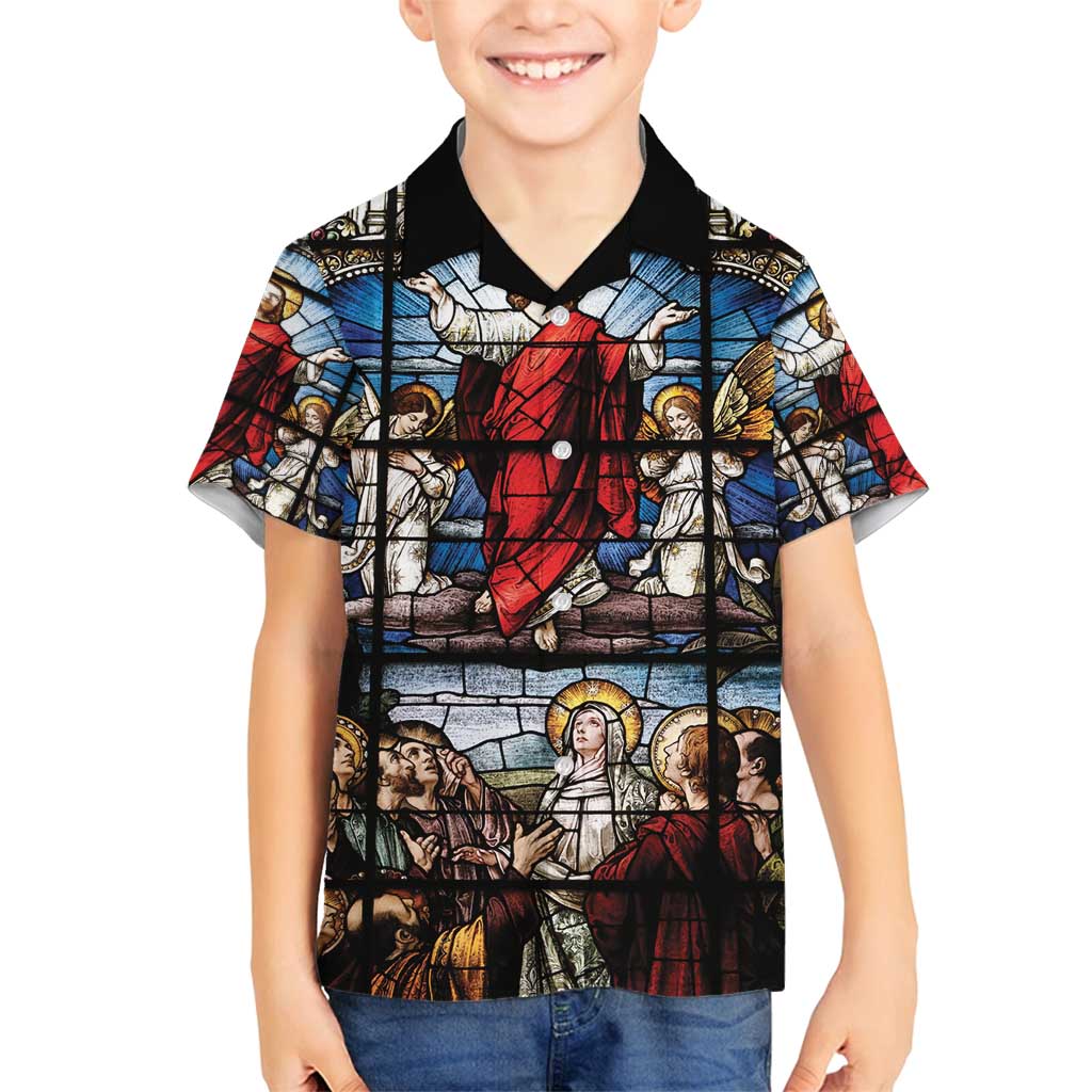 Happy Ascension Day Family Matching Puletasi and Hawaiian Shirt Ascension Of Jesus Christ Stained Glass Windows
