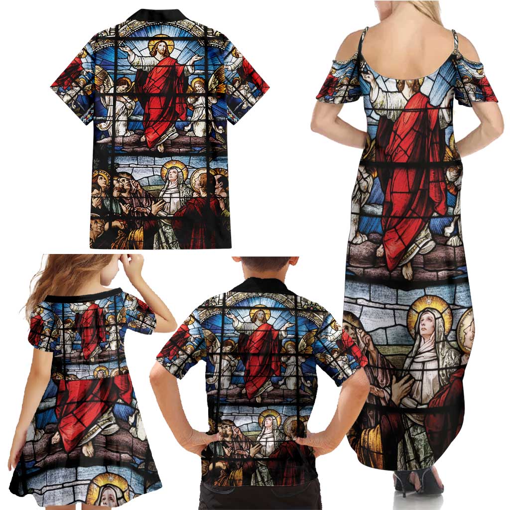 Happy Ascension Day Family Matching Summer Maxi Dress and Hawaiian Shirt Ascension Of Jesus Christ Stained Glass Windows