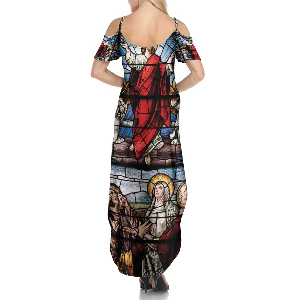 Happy Ascension Day Family Matching Summer Maxi Dress and Hawaiian Shirt Ascension Of Jesus Christ Stained Glass Windows