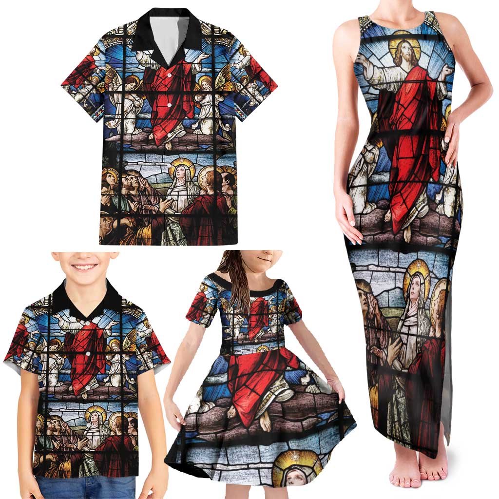 Happy Ascension Day Family Matching Tank Maxi Dress and Hawaiian Shirt Ascension Of Jesus Christ Stained Glass Windows