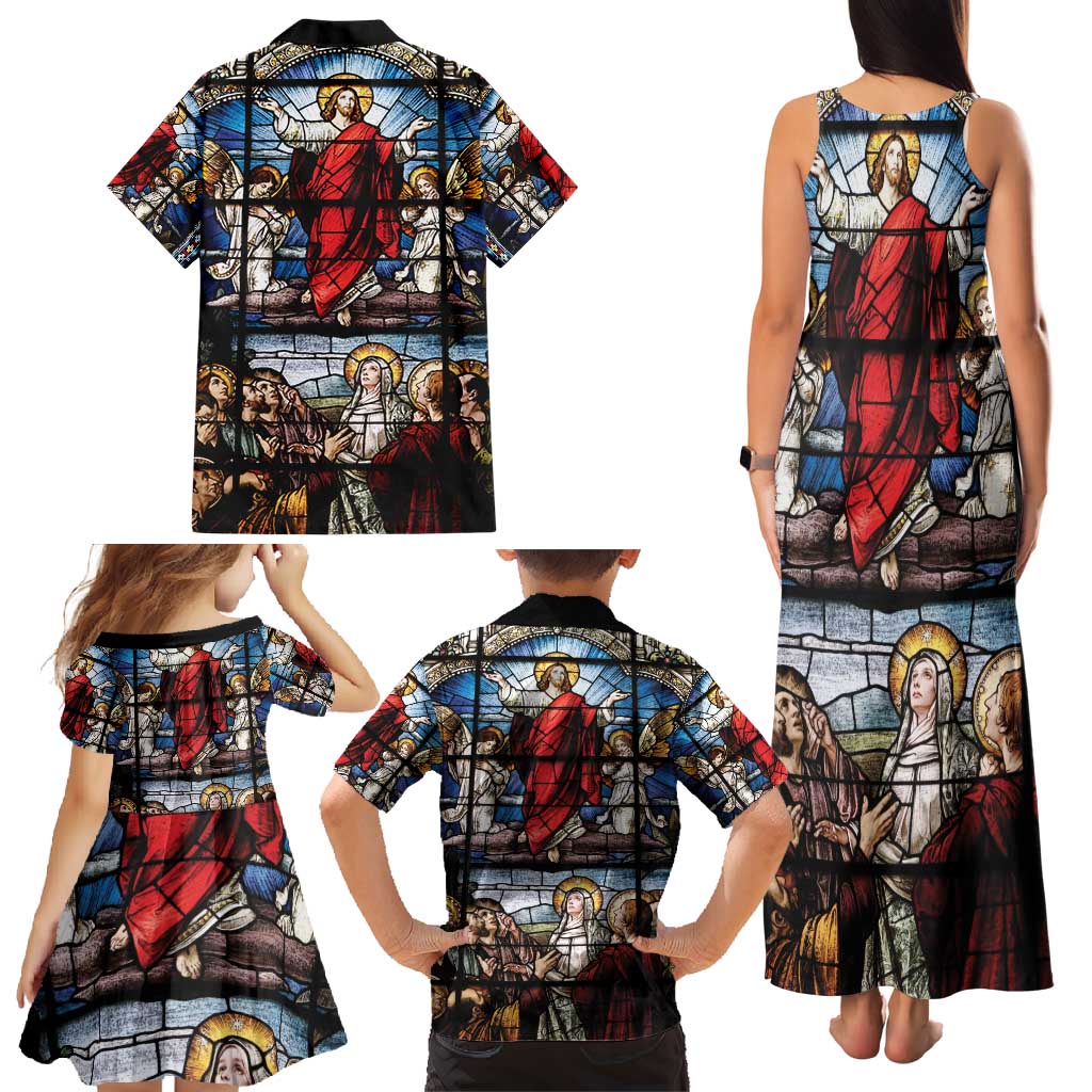 Happy Ascension Day Family Matching Tank Maxi Dress and Hawaiian Shirt Ascension Of Jesus Christ Stained Glass Windows