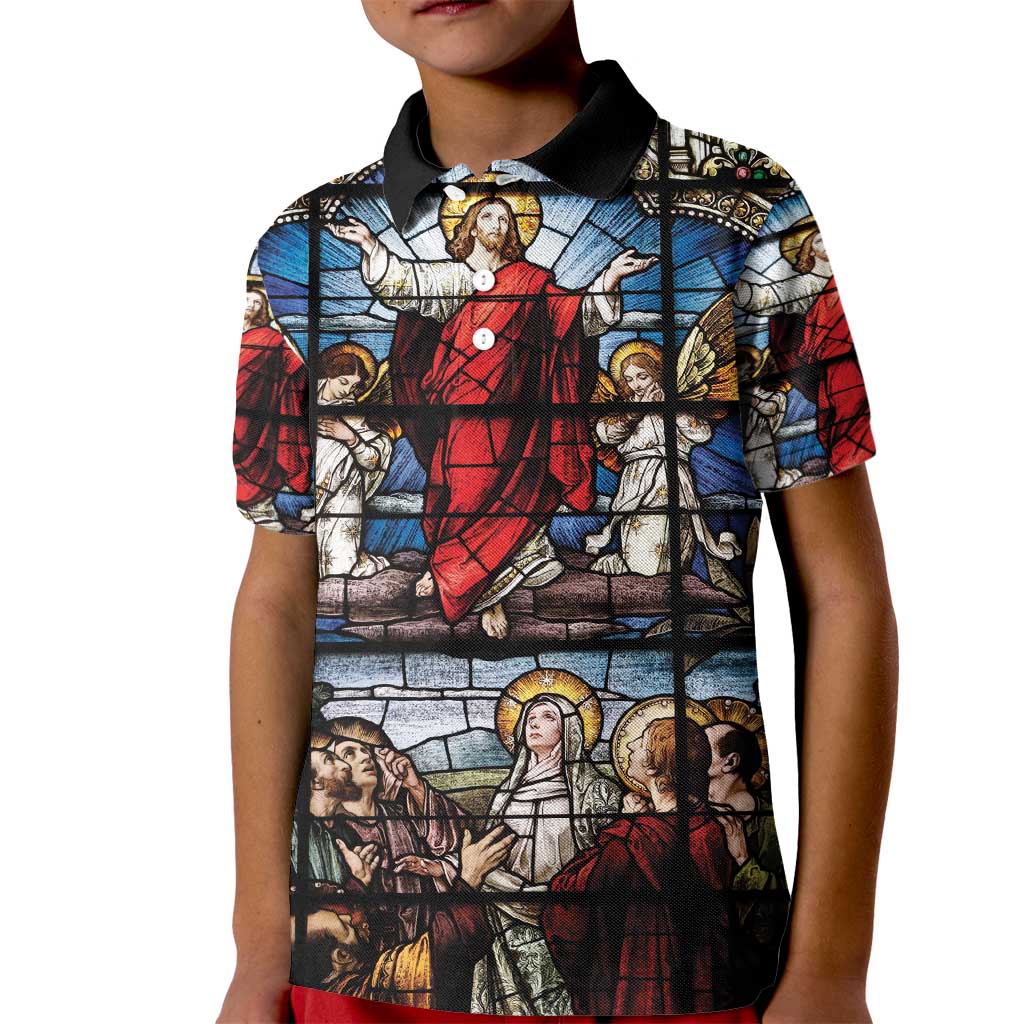 Happy Ascension Day Kid Polo Shirt Ascension Of Jesus Christ Stained Glass Windows