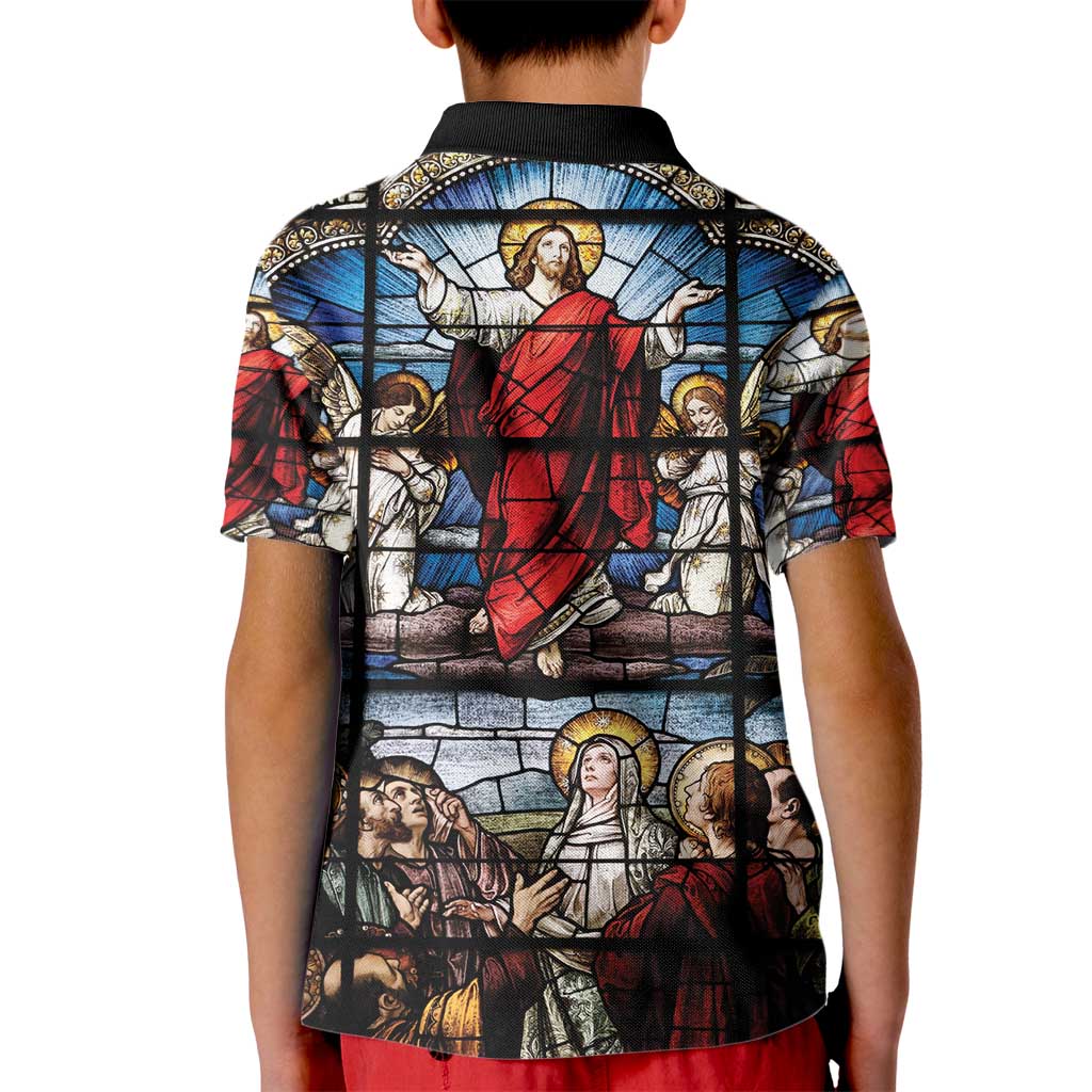 Happy Ascension Day Kid Polo Shirt Ascension Of Jesus Christ Stained Glass Windows