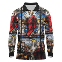 Happy Ascension Day Long Sleeve Polo Shirt Ascension Of Jesus Christ Stained Glass Windows