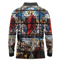 Happy Ascension Day Long Sleeve Polo Shirt Ascension Of Jesus Christ Stained Glass Windows