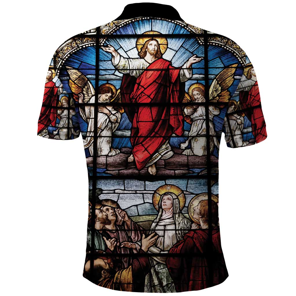 Happy Ascension Day Polo Shirt Ascension Of Jesus Christ Stained Glass Windows