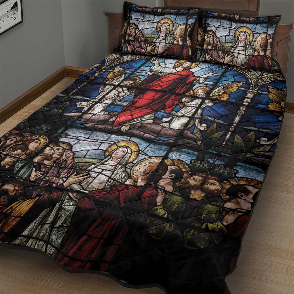 Happy Ascension Day Quilt Bed Set Ascension Of Jesus Christ Stained Glass Windows