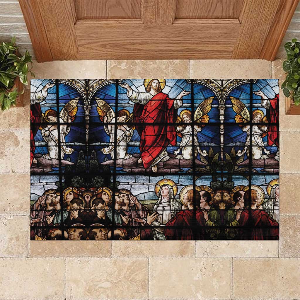 Happy Ascension Day Rubber Doormat Ascension Of Jesus Christ Stained Glass Windows