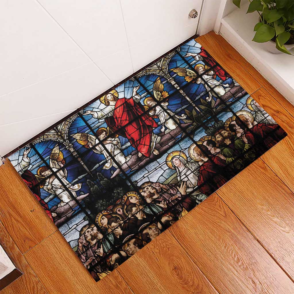 Happy Ascension Day Rubber Doormat Ascension Of Jesus Christ Stained Glass Windows