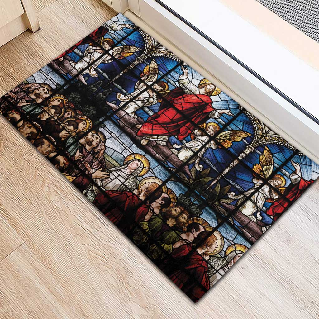Happy Ascension Day Rubber Doormat Ascension Of Jesus Christ Stained Glass Windows
