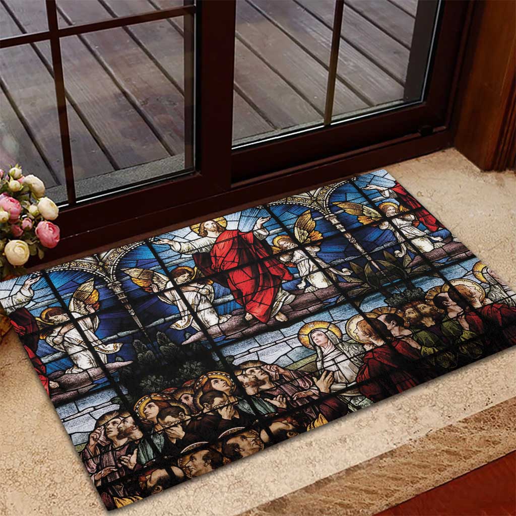 Happy Ascension Day Rubber Doormat Ascension Of Jesus Christ Stained Glass Windows