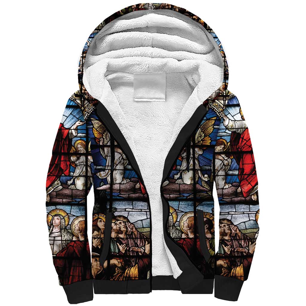 Happy Ascension Day Sherpa Hoodie Ascension Of Jesus Christ Stained Glass Windows