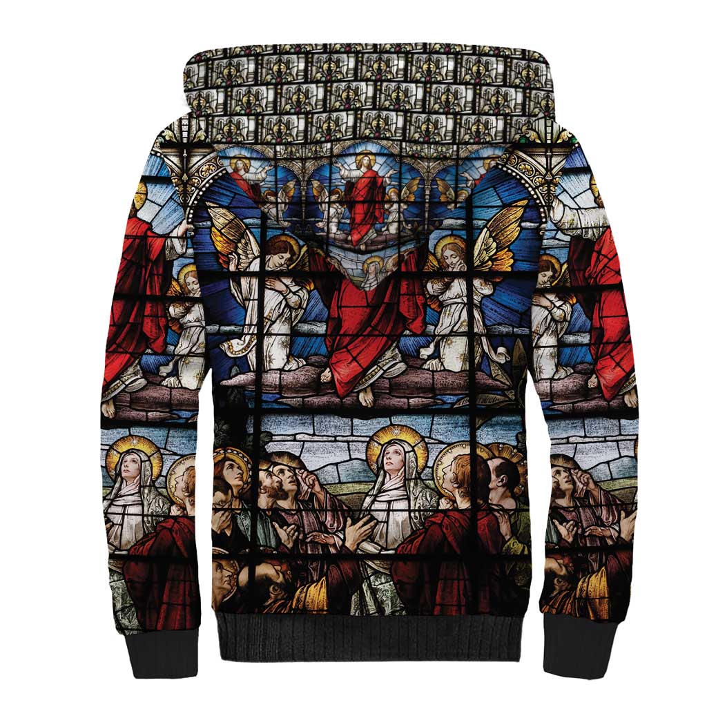 Happy Ascension Day Sherpa Hoodie Ascension Of Jesus Christ Stained Glass Windows
