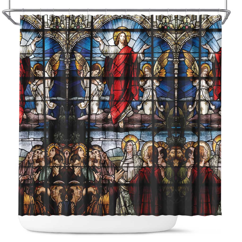 Happy Ascension Day Shower Curtain Ascension Of Jesus Christ Stained Glass Windows