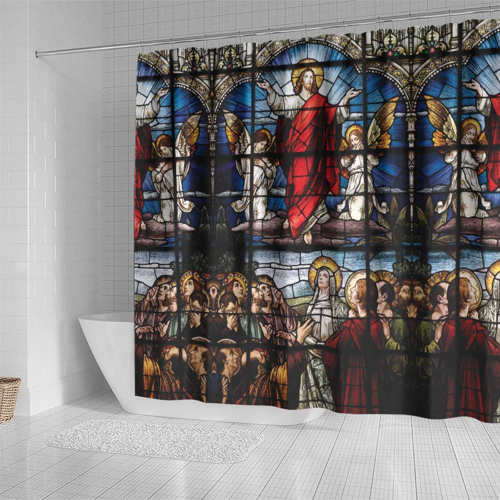 Happy Ascension Day Shower Curtain Ascension Of Jesus Christ Stained Glass Windows