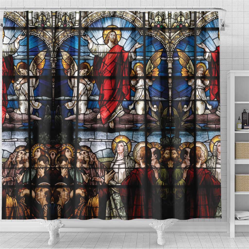Happy Ascension Day Shower Curtain Ascension Of Jesus Christ Stained Glass Windows