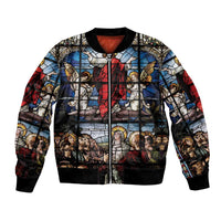 Happy Ascension Day Sleeve Zip Bomber Jacket Ascension Of Jesus Christ Stained Glass Windows