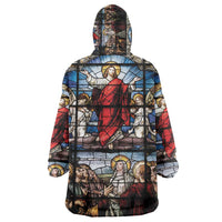 Happy Ascension Day Wearable Blanket Hoodie Ascension Of Jesus Christ Stained Glass Windows