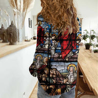 Happy Ascension Day Women Casual Shirt Ascension Of Jesus Christ Stained Glass Windows