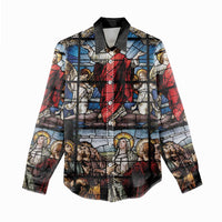 Happy Ascension Day Women Casual Shirt Ascension Of Jesus Christ Stained Glass Windows
