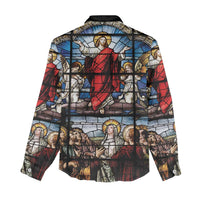 Happy Ascension Day Women Casual Shirt Ascension Of Jesus Christ Stained Glass Windows