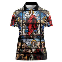 Happy Ascension Day Women Polo Shirt Ascension Of Jesus Christ Stained Glass Windows
