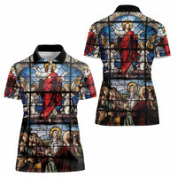 Happy Ascension Day Women Polo Shirt Ascension Of Jesus Christ Stained Glass Windows