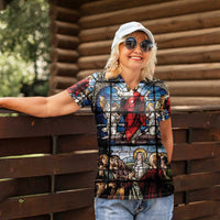 Happy Ascension Day Women Polo Shirt Ascension Of Jesus Christ Stained Glass Windows