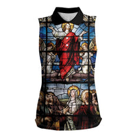 Happy Ascension Day Women Sleeveless Polo Shirt Ascension Of Jesus Christ Stained Glass Windows