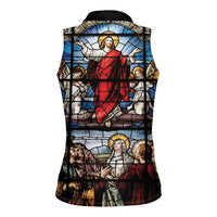 Happy Ascension Day Women Sleeveless Polo Shirt Ascension Of Jesus Christ Stained Glass Windows