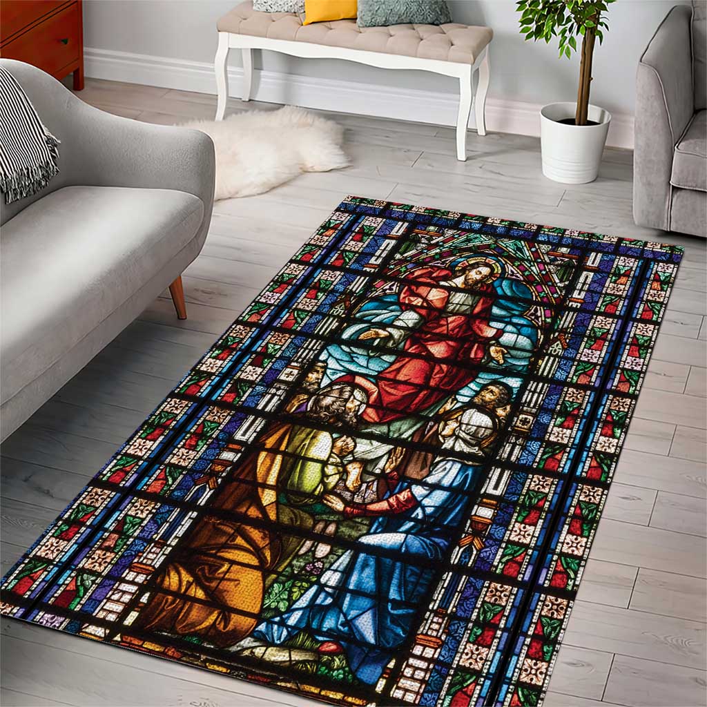 Happy Ascension Day Area Rug Faith and Religion Stained Glass Windows