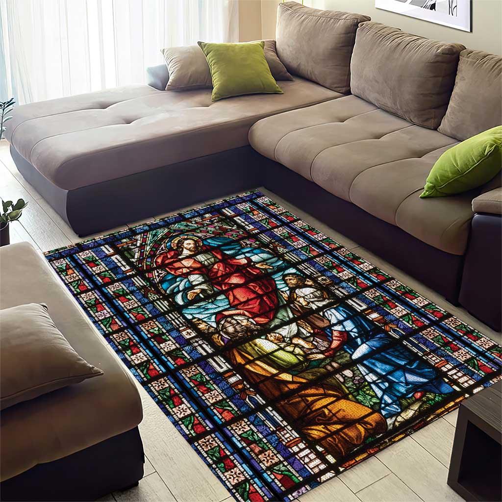 Happy Ascension Day Area Rug Faith and Religion Stained Glass Windows