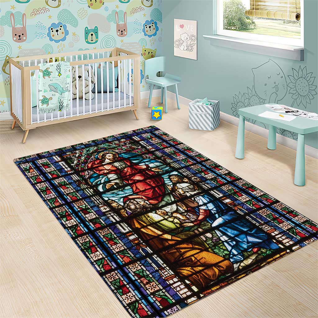 Happy Ascension Day Area Rug Faith and Religion Stained Glass Windows