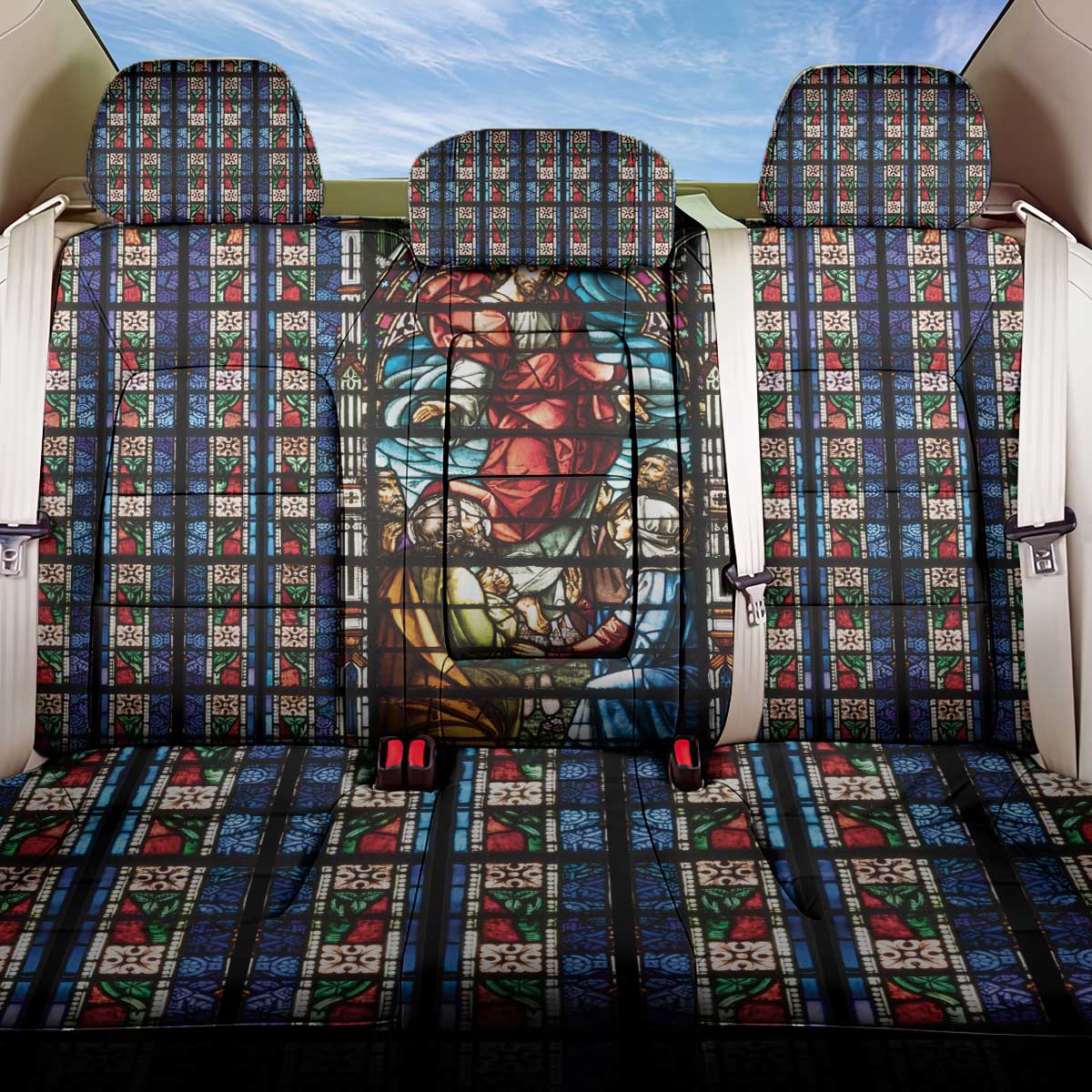 Happy Ascension Day Back Car Seat Cover Faith and Religion Stained Glass Windows