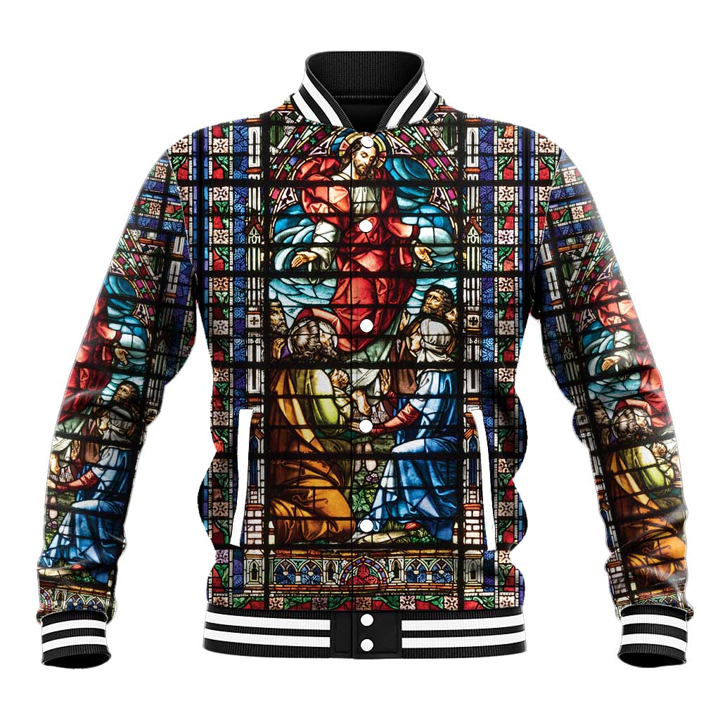 Happy Ascension Day Baseball Jacket Faith and Religion Stained Glass Windows