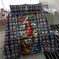 Happy Ascension Day Bedding Set Faith and Religion Stained Glass Windows