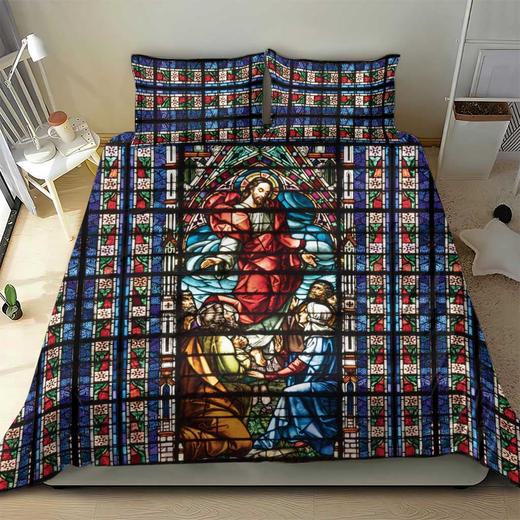 Happy Ascension Day Bedding Set Faith and Religion Stained Glass Windows