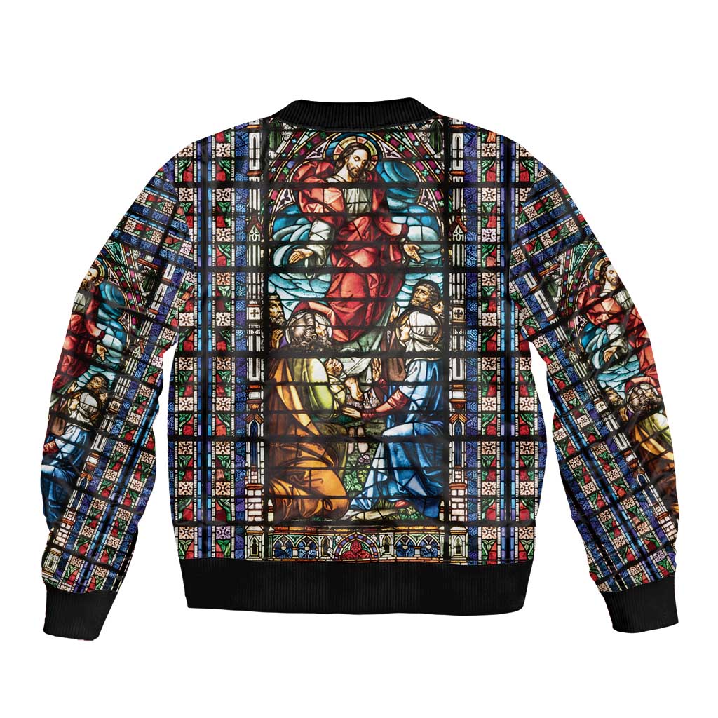 Happy Ascension Day Bomber Jacket Faith and Religion Stained Glass Windows