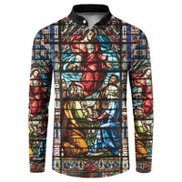 Happy Ascension Day Button Sweatshirt Faith and Religion Stained Glass Windows