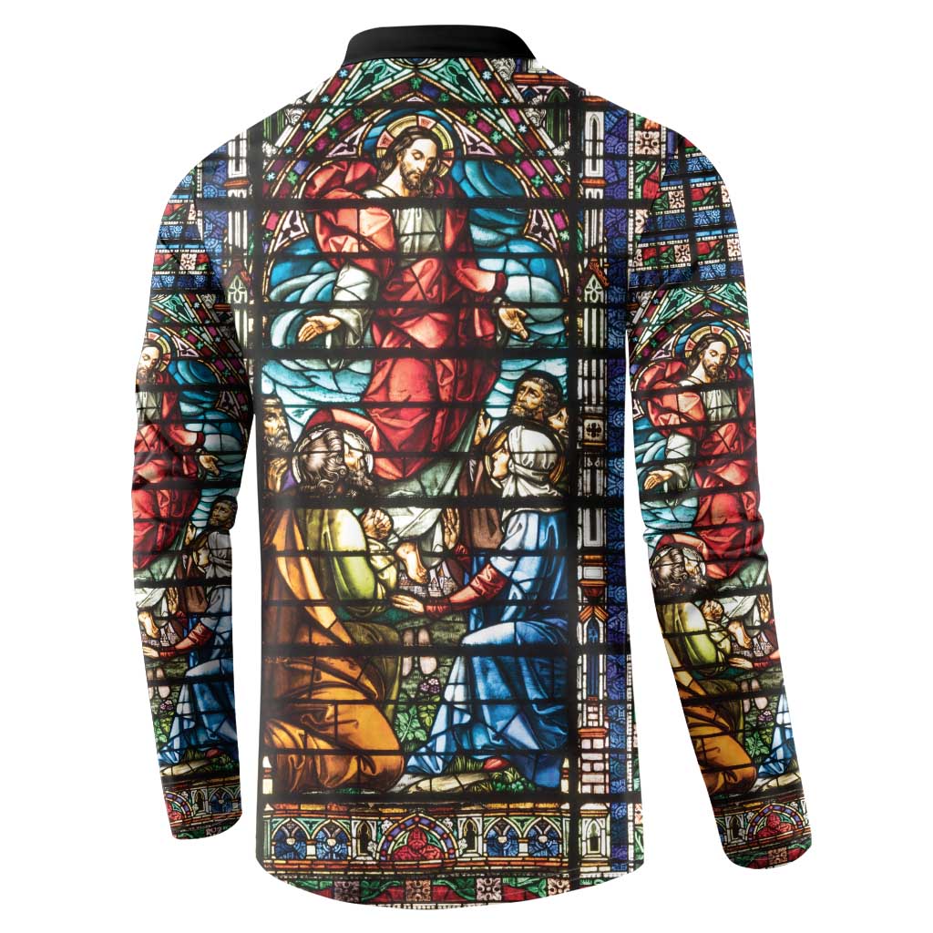 Happy Ascension Day Button Sweatshirt Faith and Religion Stained Glass Windows